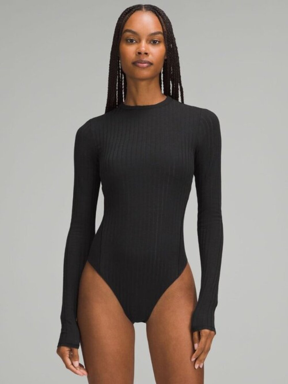 Lululemon Wundermost Ribbed Wool Crewneck Long-Sleeve Bodysuit L Black